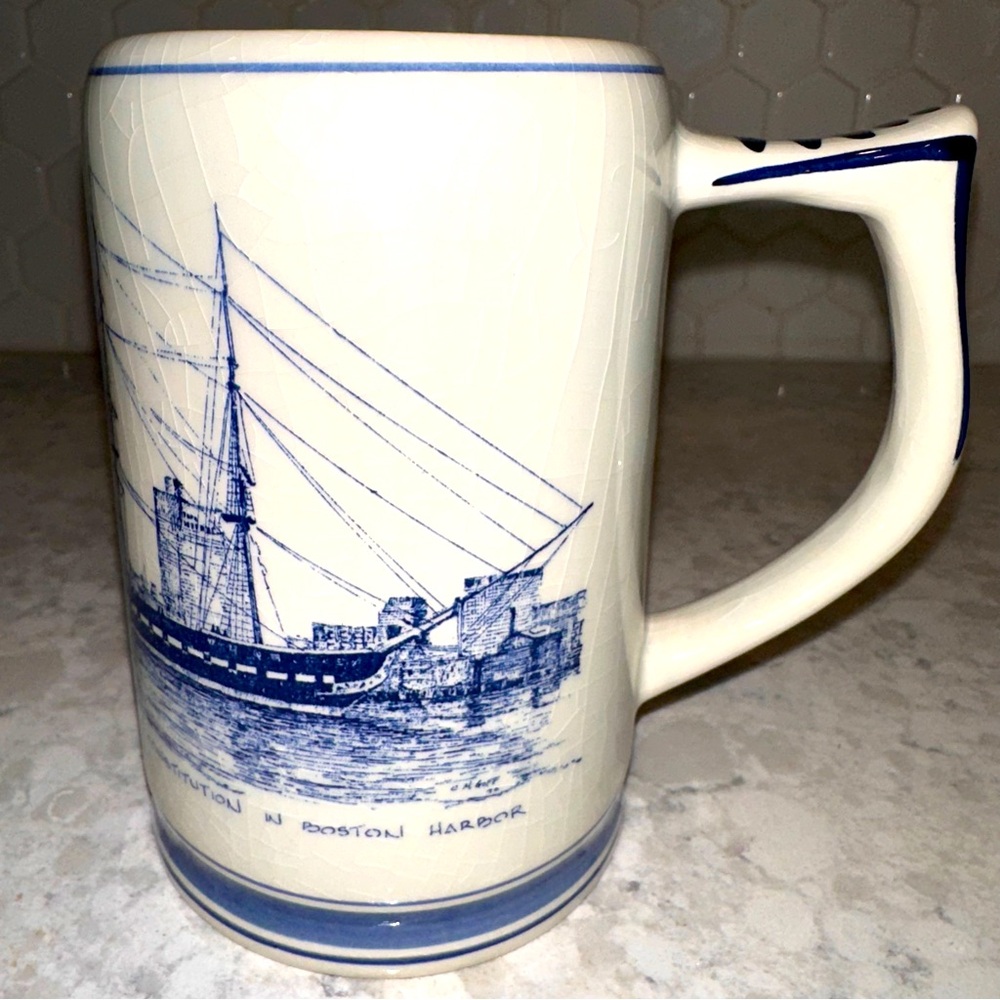 Delfts hand painted beer stein made in Holland EUC